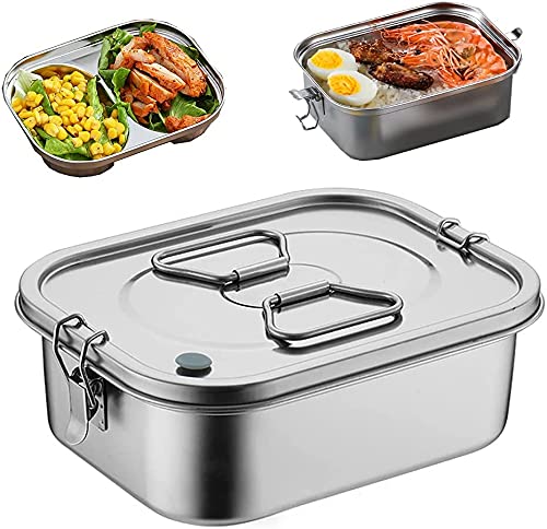 KTYX 1000ML 304 Stainless Steel Bento Lunch Box - 3 Compartment Leakproof Kids Lunch Box, BPA-Free Food Container for School, Work, Picnic & Outdoor Activities - Ideal for Meal Prep, Office Lunch & Hiking