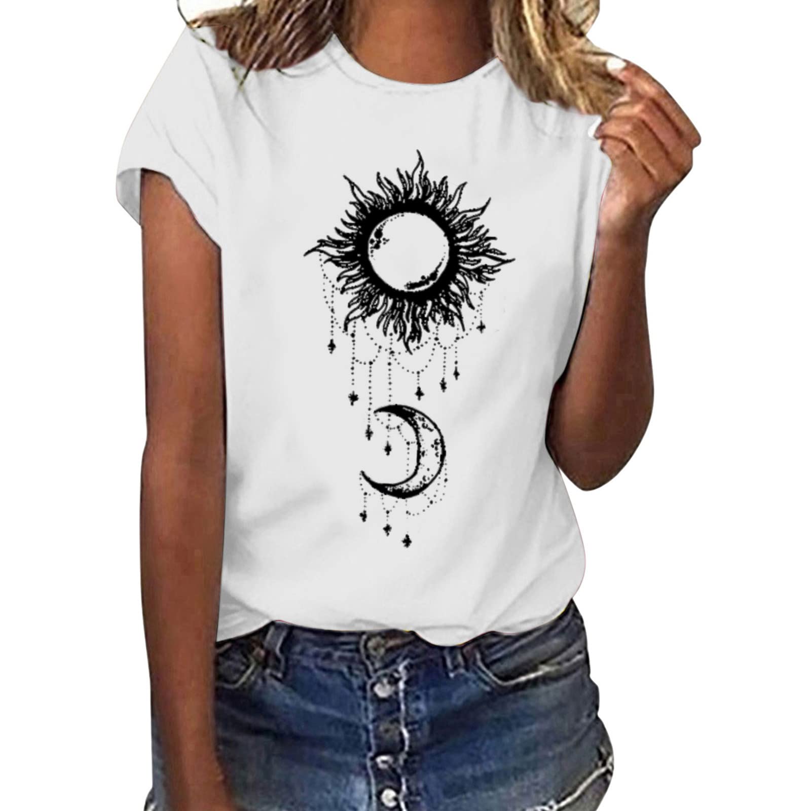 Women's Casual Short Sleeve Printed Pullover Sweatshirt - Soft Summer Blouse & Swim Cover-Up for Beach, Pool, and Everyday Wear