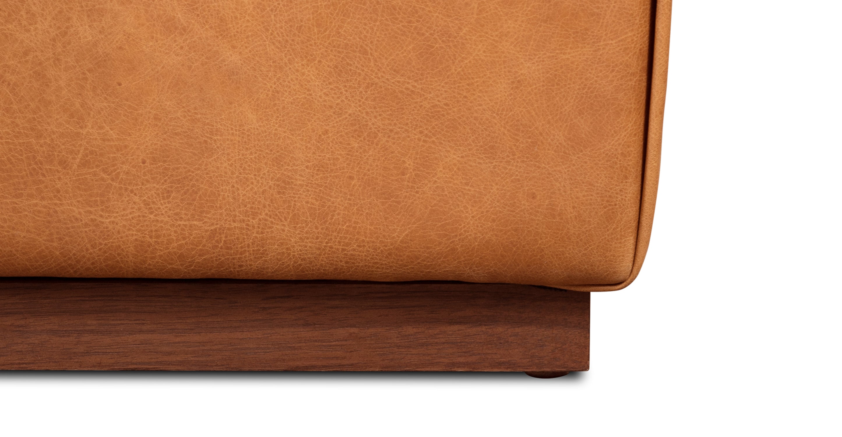 Jarmo Leather Ottoman with Walnut Table - Stylish Footrest & Coffee Table for Living Room, Bedroom, or Office - Premium Leather & Wood Furniture for Home Decor