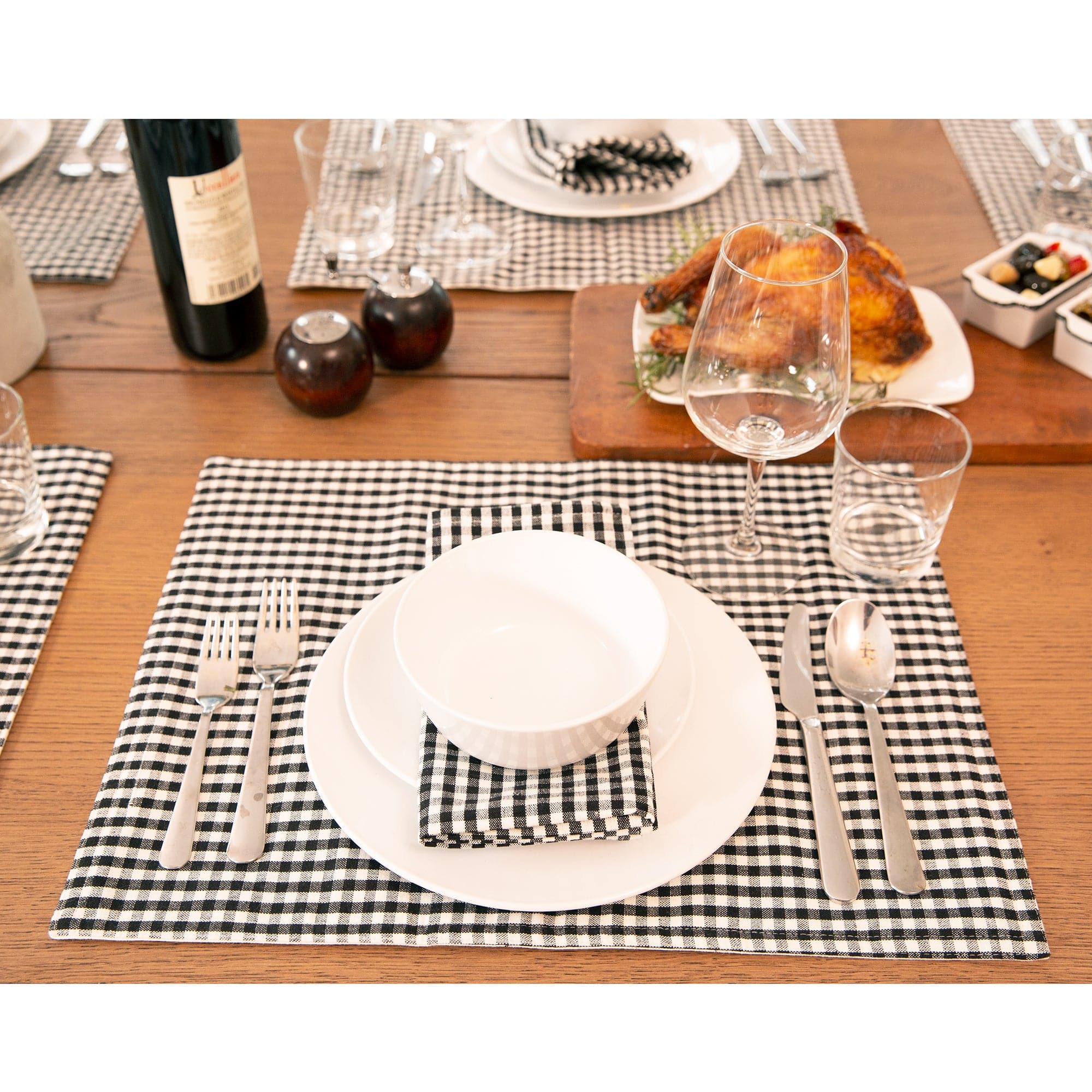 Premium Gingham Check Yarn-Dyed Cotton Placemats Set of 4 - Perfect for Dining Table Decor, Kitchen, and Party Settings