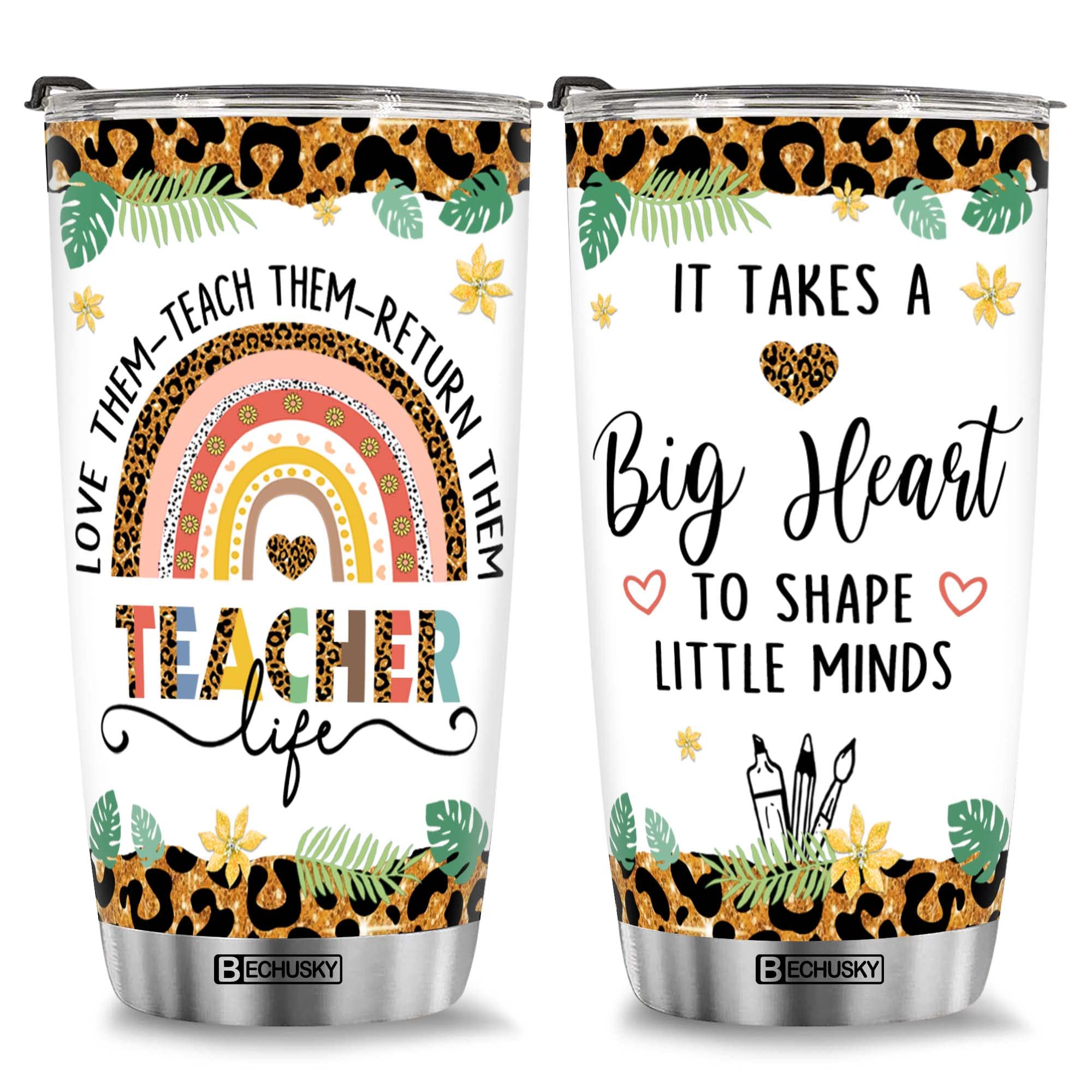 BECHUSKY Insulated Stainless Steel Tumbler - 20oz Teacher Appreciation Gift for Women, Christmas Birthday Graduation Present - Perfect for Classroom, Virtual Teaching, Office & Daily Use