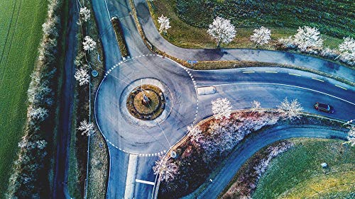 20x30 Inch Vibrant Laminated City Highway Aerial Road Infrastructure Poster - Home & Office Wall Decor - Perfect for Living Rooms, Bedrooms, and Workspaces