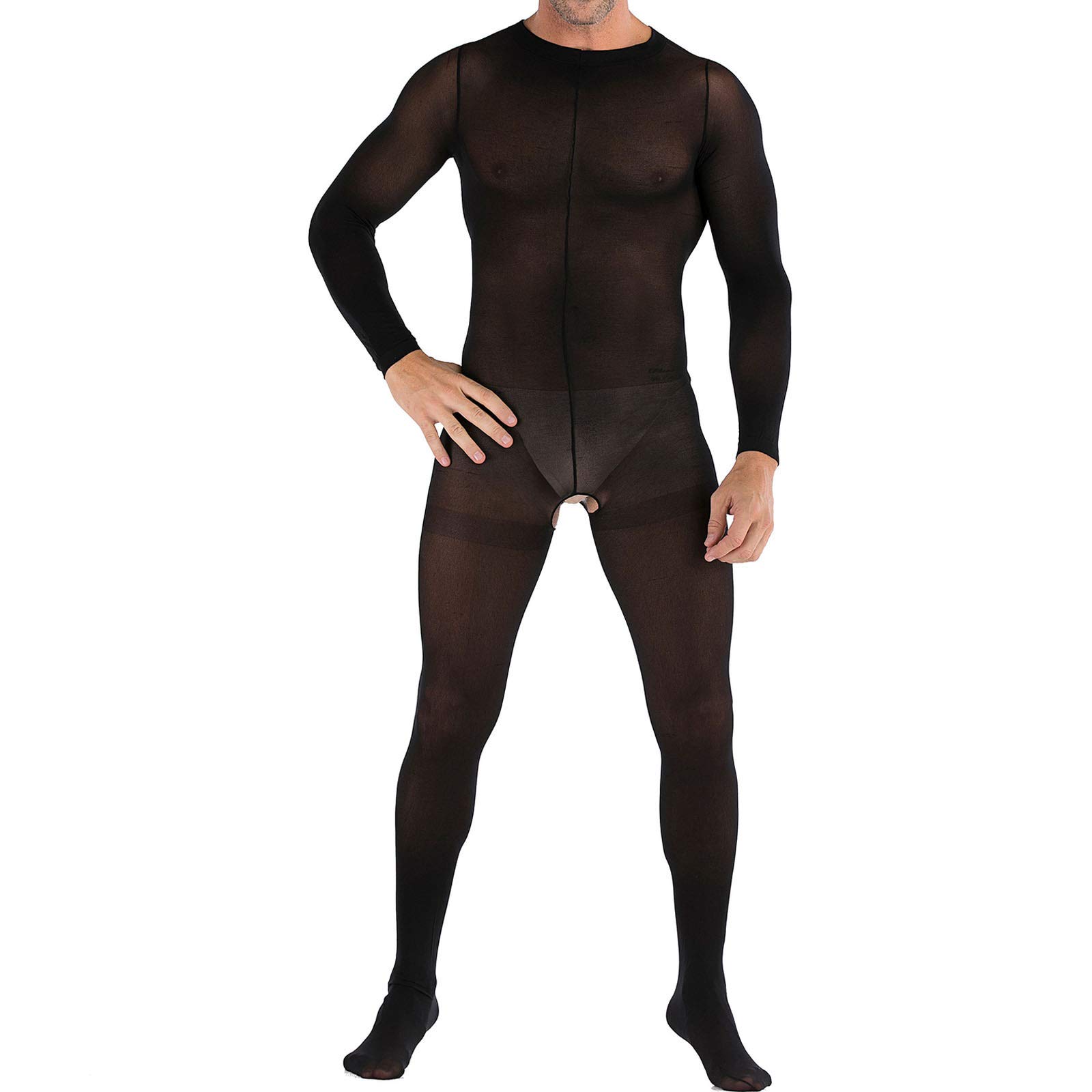 Sexy Men's Nightclub Stockings Open Toe Pajama Bodystocking - Perfect for Roleplay, Lingerie Parties & Sensual Nights