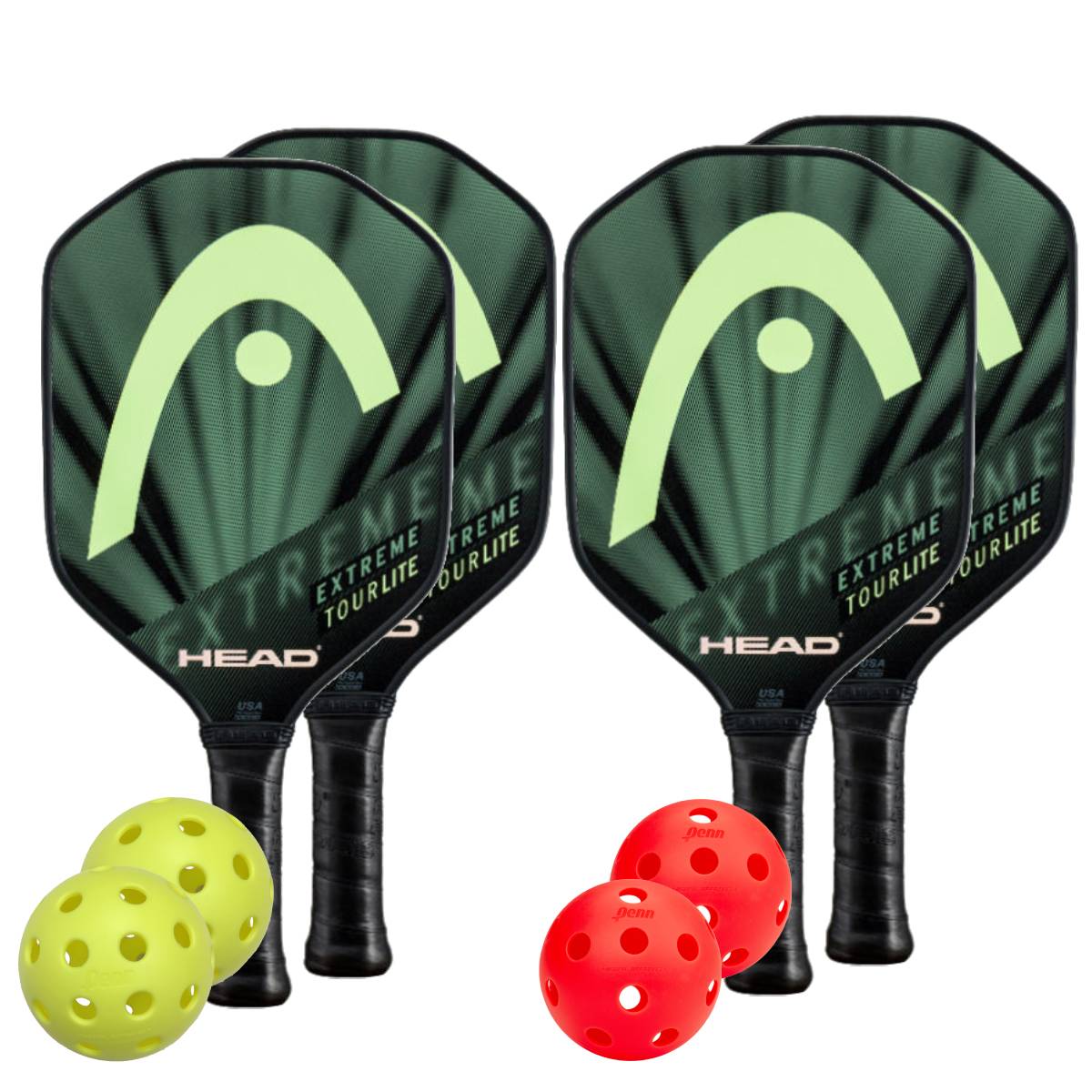 Head Extreme Tour Lite 4 Paddle Pickleball Set - Premium Carbon Fiber Pickleball Paddles with Cushion Grip for Men & Women - Perfect for Outdoor, Indoor, Tournament & Recreational Play