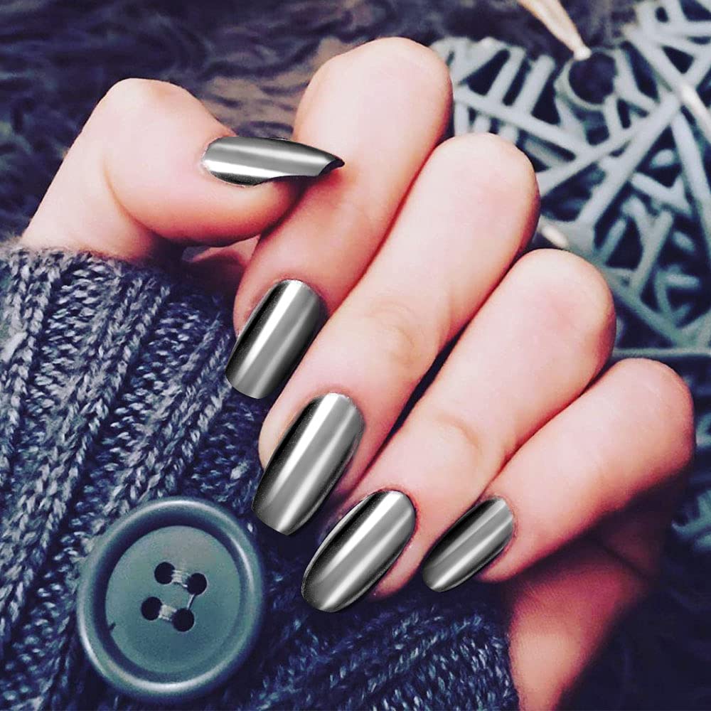 10 Jars Chrome Nail Powder Kit - Holographic & Chameleon Metallic Nail Pigments with Eyeshadow Applicators - Mirror Effect Glitter for Nail Art - Perfect for Salon, DIY Manicures & Party Nail Designs