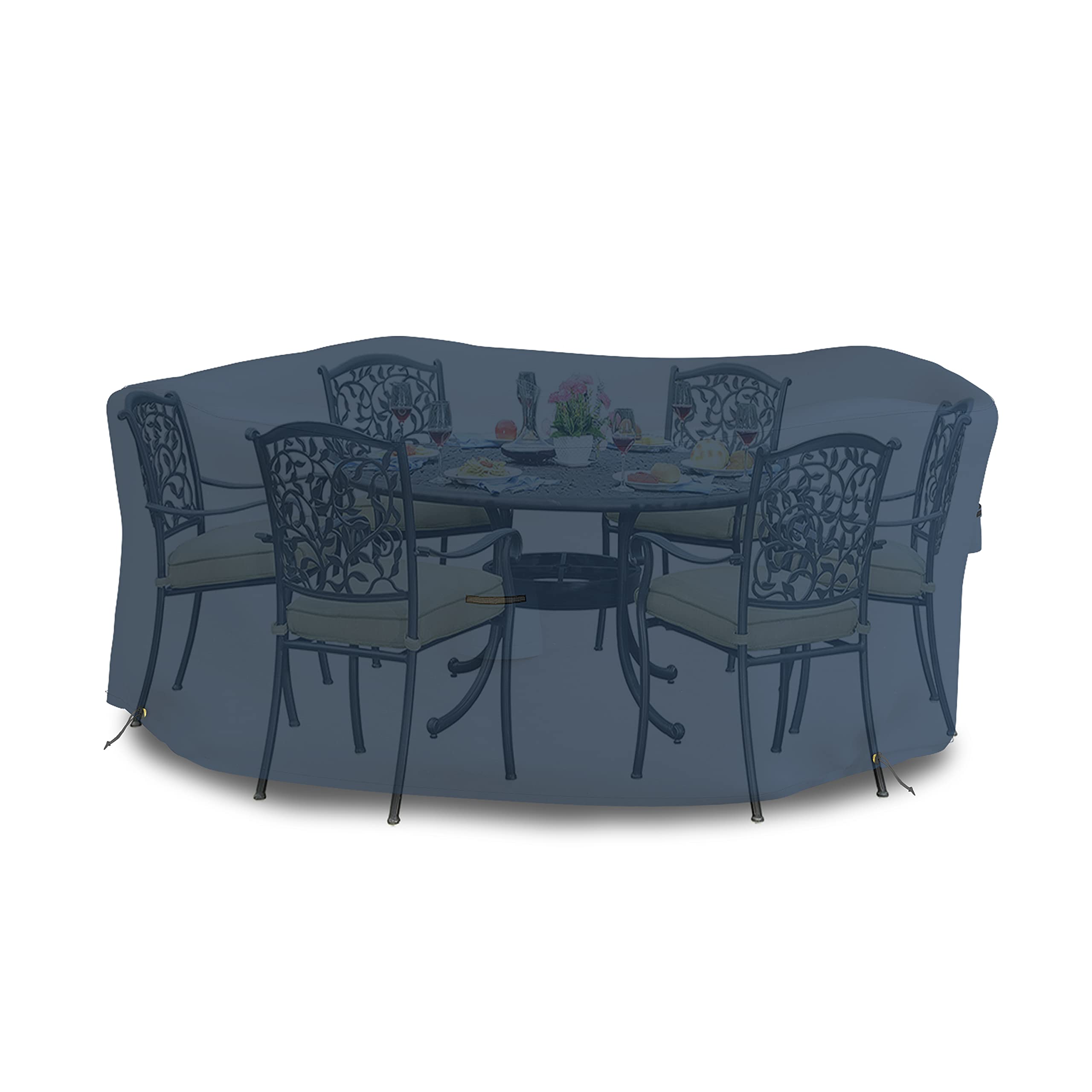 Waterproof UV & Weather Resistant Round Dining Table Cover - 12 Oz Heavy Duty Indoor Outdoor Patio Furniture Protector with Air Vents & Drawstrings (109