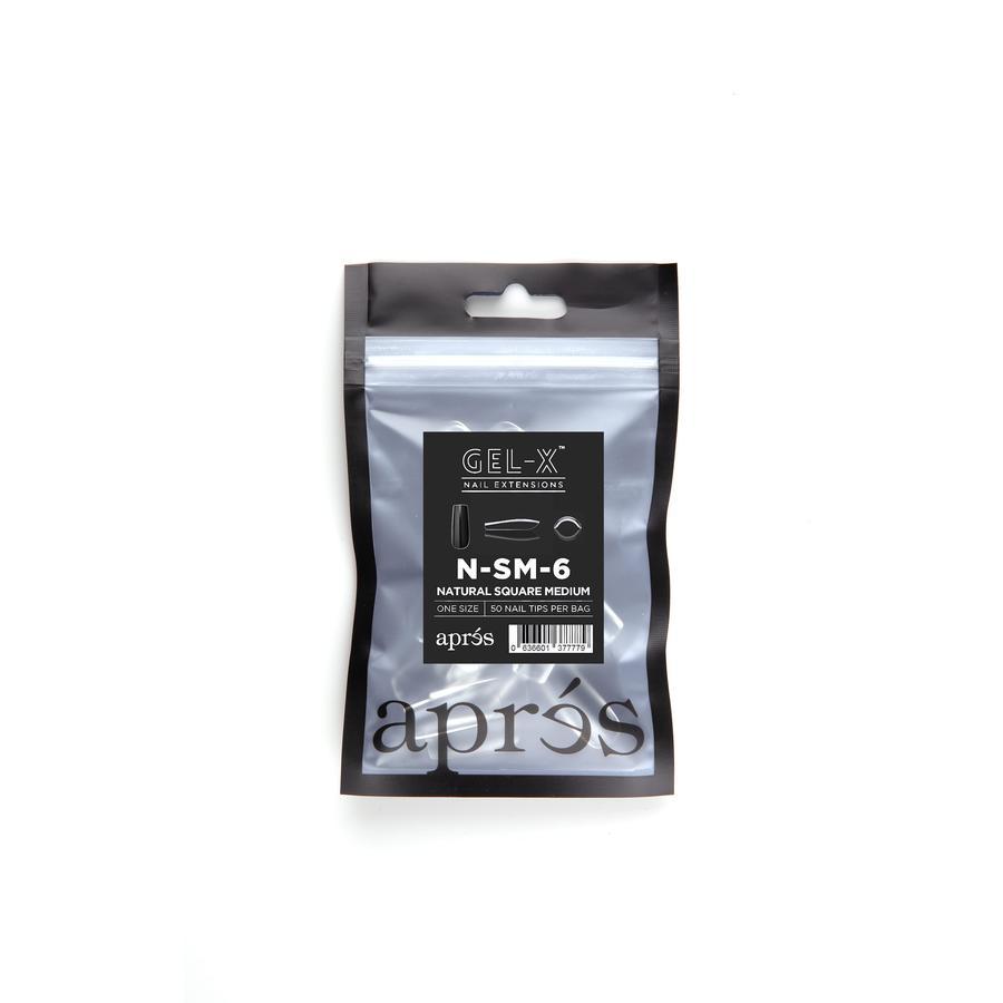 Apres Gel X Refill Bags - Natural Square Medium Size 6 (50 Pcs) - DIY Nail Extension Kit for Salon & Home Manicure