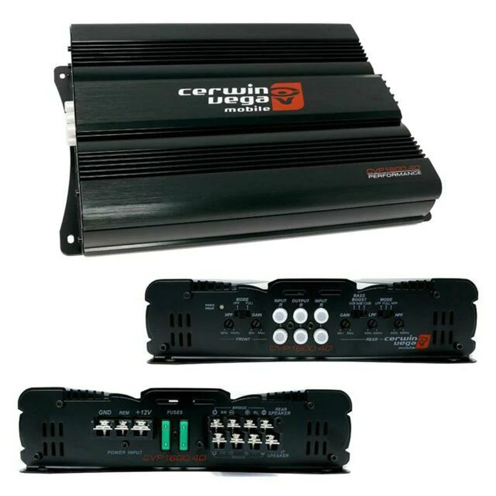 Cerwin Vega CVP1600.4D 4-Channel Class A/B Car Amplifier - High Power 1600W CVP Series for Car Audio System Upgrade | Perfect for Trucks, SUVs and Custom Car Stereo Installations