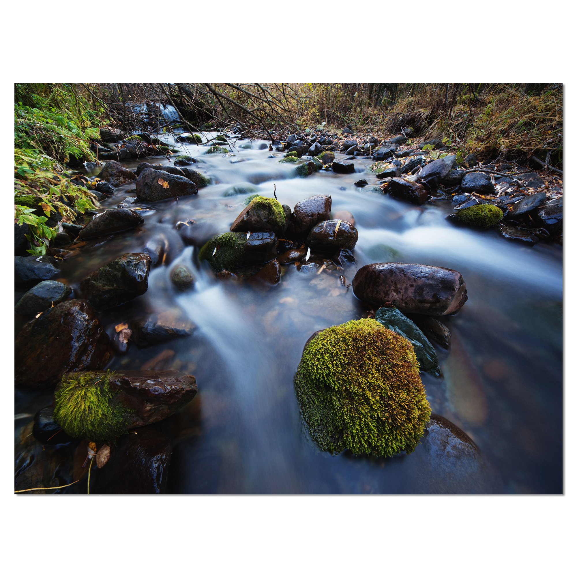 Fast Flowing Mountain River Landscape Photography Canvas Art Print - Nature Wall Decor for Living Room, Bedroom & Office - Scenic Wilderness Wall Art for Home & Commercial Spaces