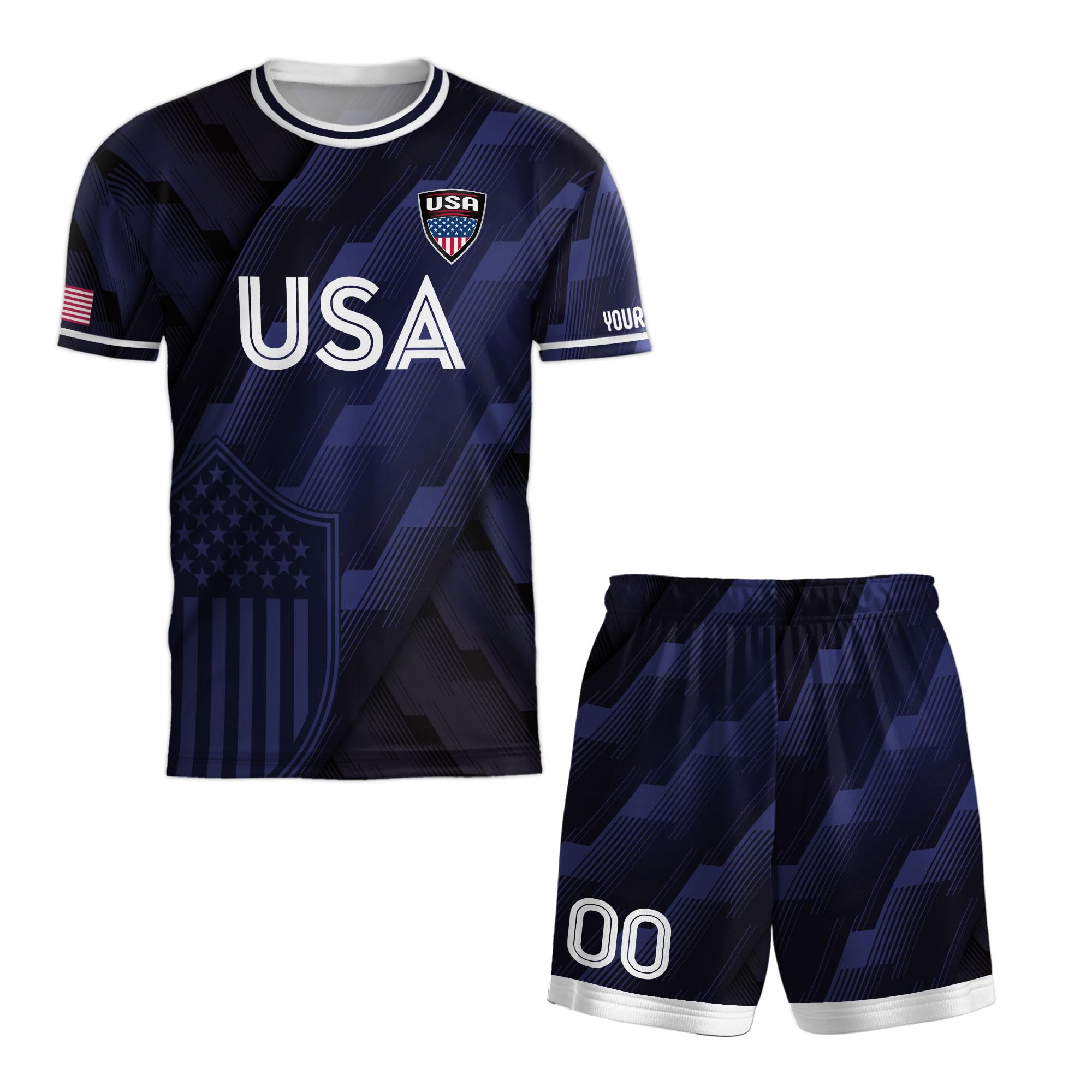 Custom USA Soccer Jersey for Men - Personalized American Football Shirt with Name & Number Printing - Perfect for Games, Training, and Fan Support