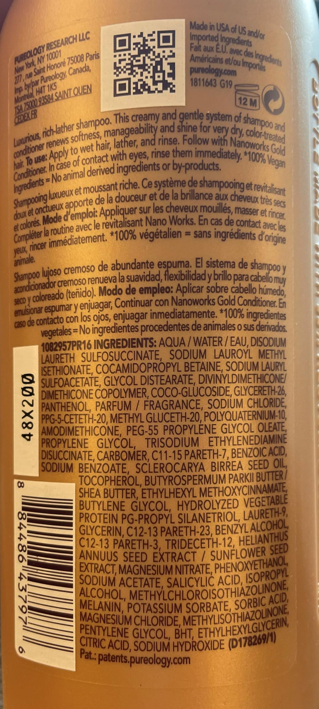Pureology Nanoworks Gold Shampoo & Conditioner Set for Dry, Color-Treated Hair - Sulfate-Free, Vegan Hair Care Bundle | Deep Hydration for Damaged Hair at Home & Salon Use