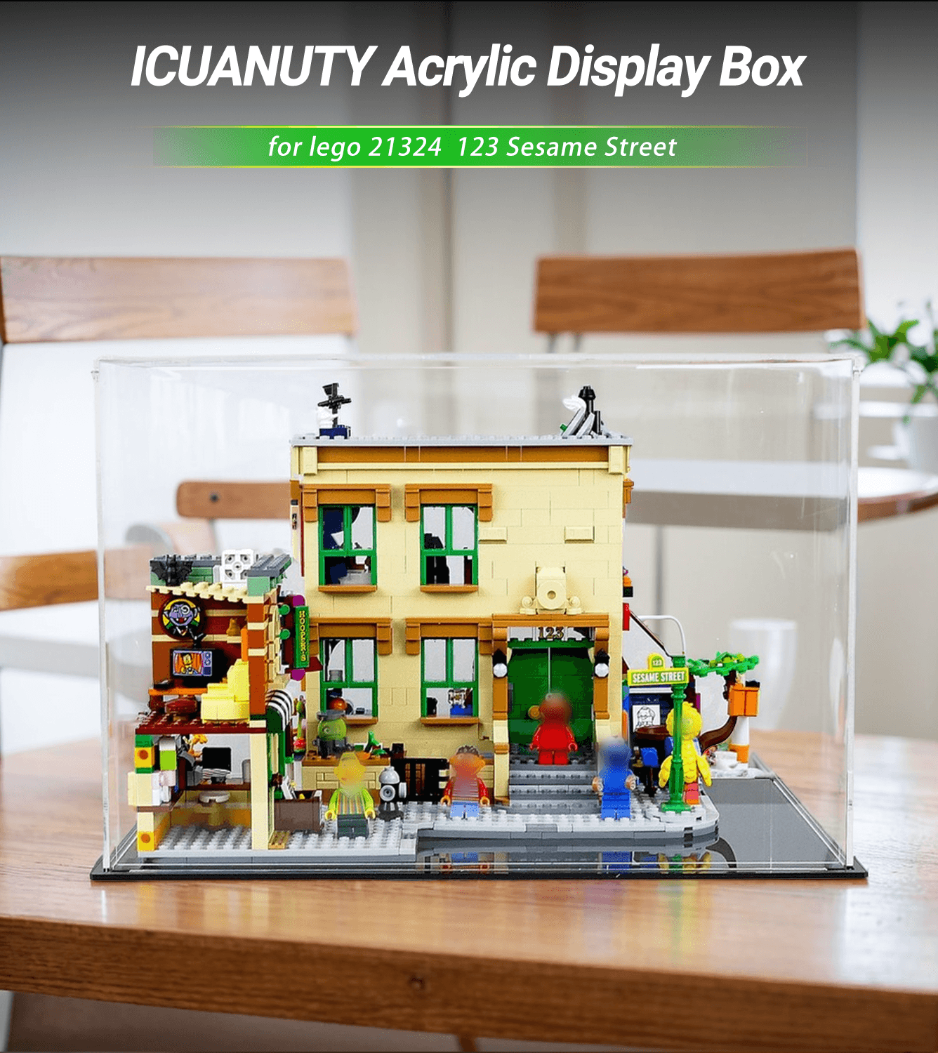 Lego Ideas 123 Sesame Street 21324 Display Case - Premium Acrylic Showcase for Lego Building Blocks - Perfect for Home Decor, Office Display & Collectible Protection