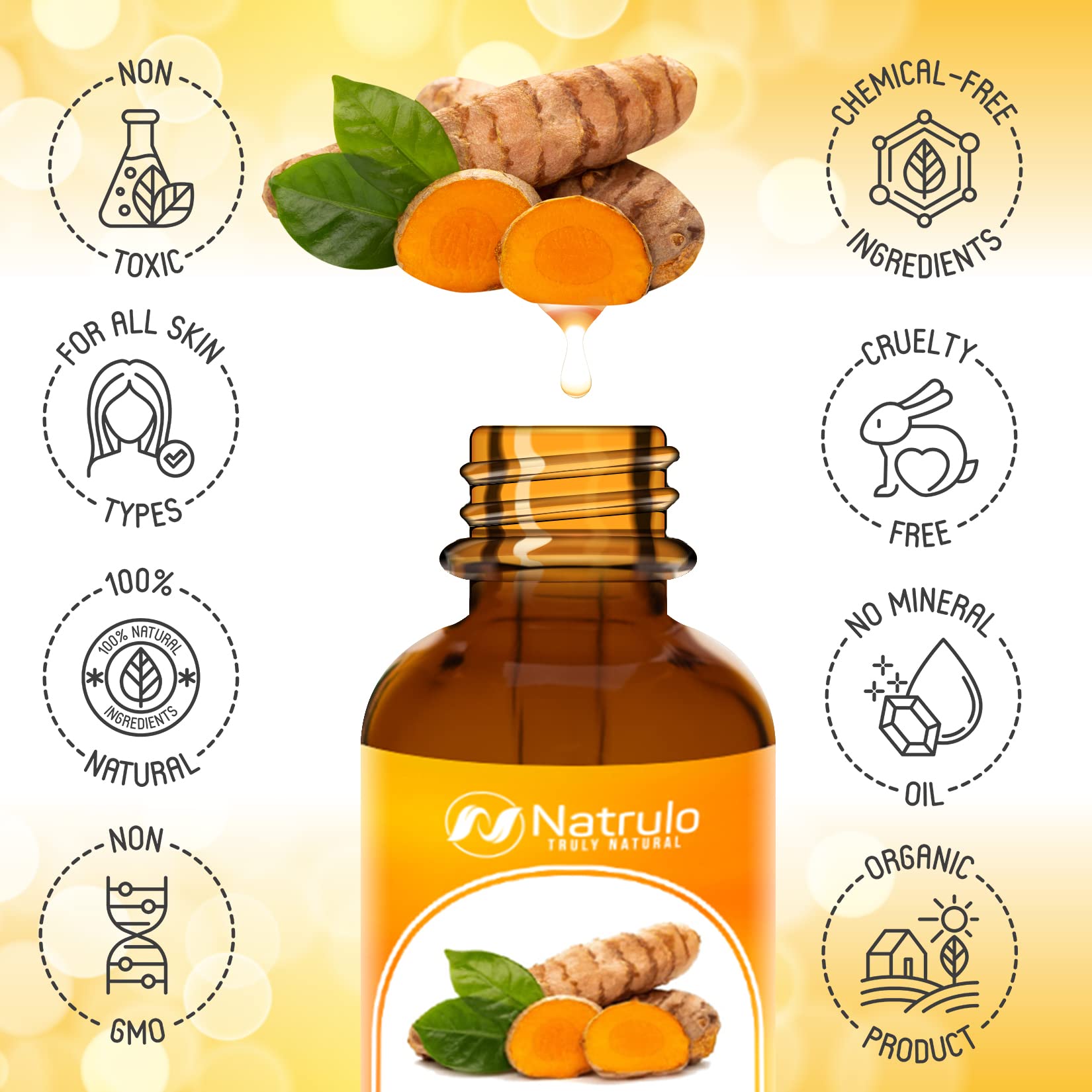 **Organic Turmeric Serum for Face & Body - Natural Skin Brightening Oil for Dark Spots & Acne Scar Treatment - USA-Made Handcrafted Skincare for Even Tone & Glowing Skin - Perfect for Daily Use & Post-Acne Healing**