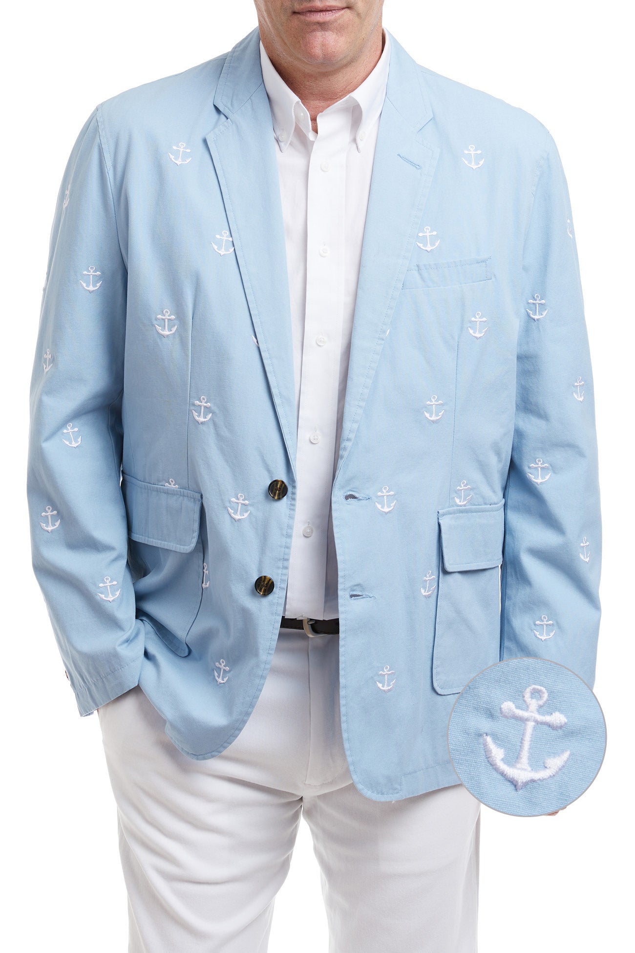 Spinnaker Blazer Blue Grotto with Anchors - Lightweight Nautical Style Jacket for Men | Perfect for Sailing, Yachting & Summer Outdoor Events