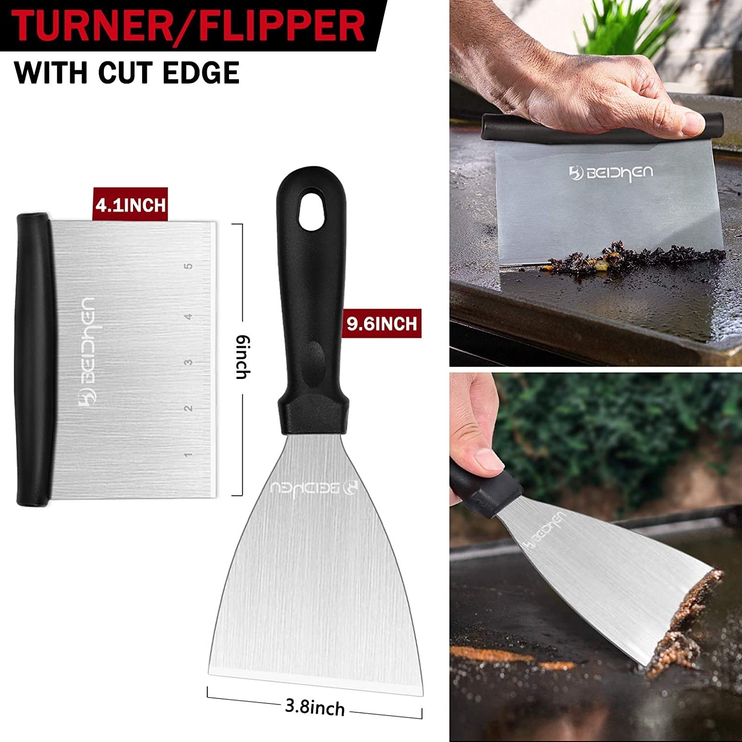 14-Piece Stainless Steel Griddle Grill Tools Set for Blackstone & Camp Chef – Professional BBQ Spatula Kit for Outdoor Cooking, Camping & Backyard Grilling – Perfect for Men & Women
