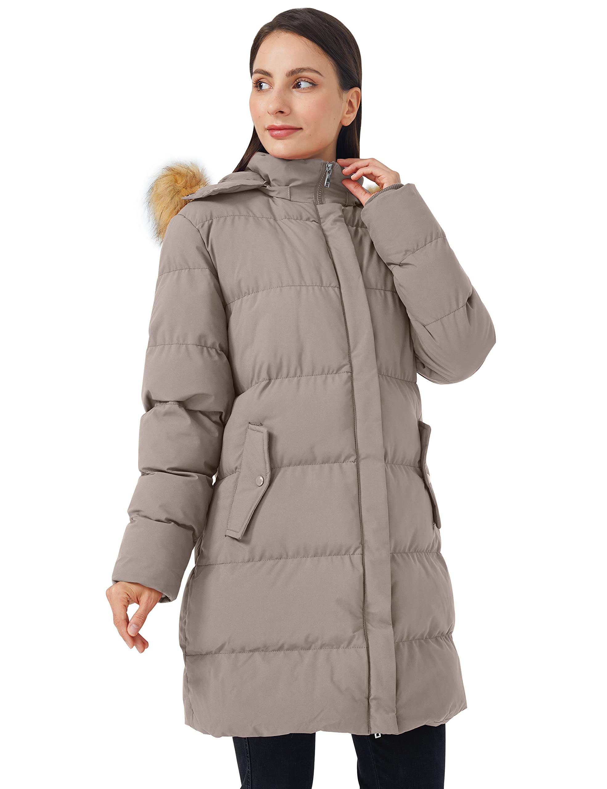 WenVen Women's Thick Winter Puffer Coat with Removable Faux Fur Hood - Warm Windproof Jacket for Cold Weather, Snow, Skiing & Outdoor Activities