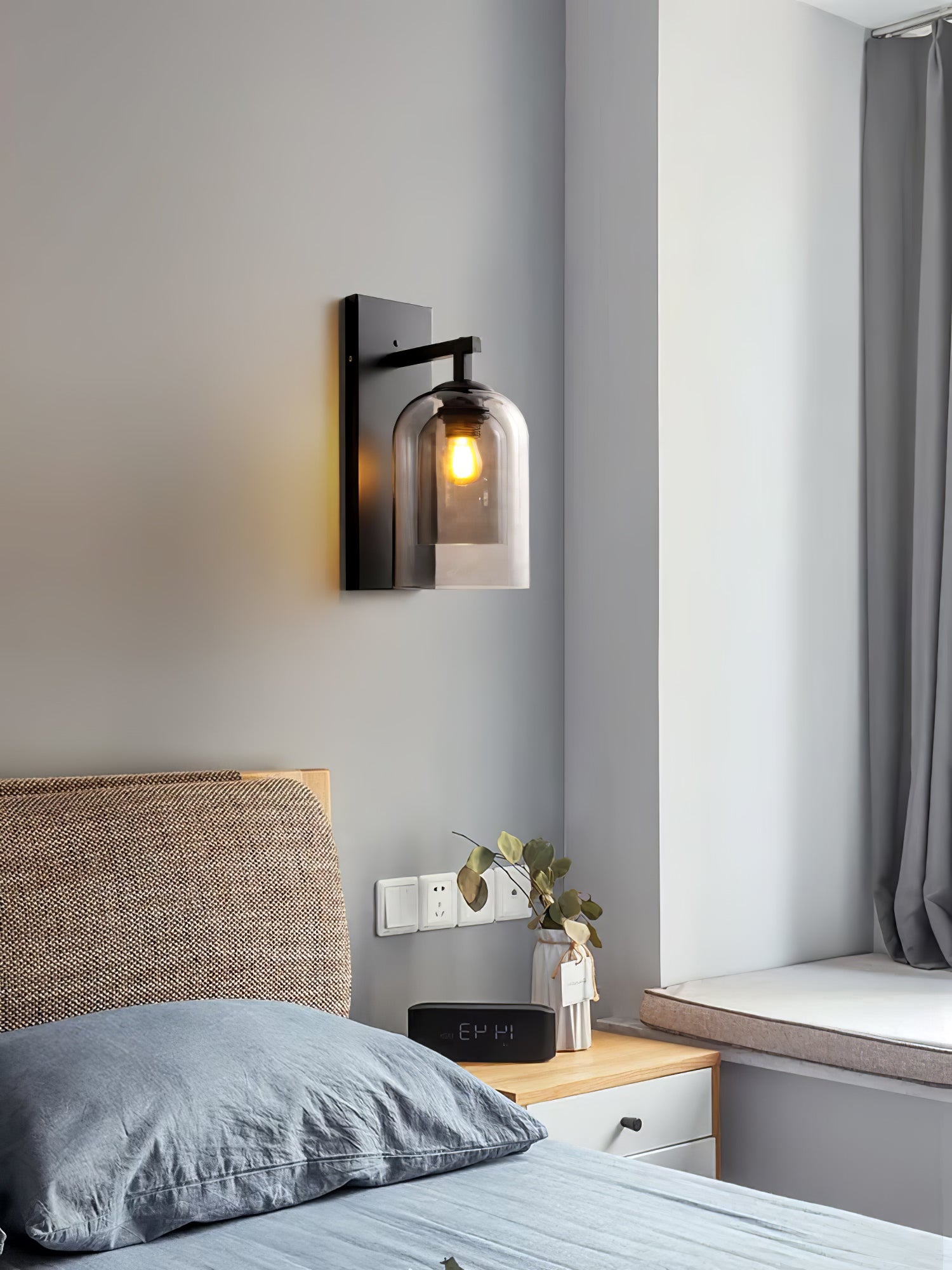 Modern Glass Tubular Wall Lamp - Sleek LED Sconce Lighting for Bedroom, Living Room & Hallway - Energy Efficient Indoor Wall Light Fixture