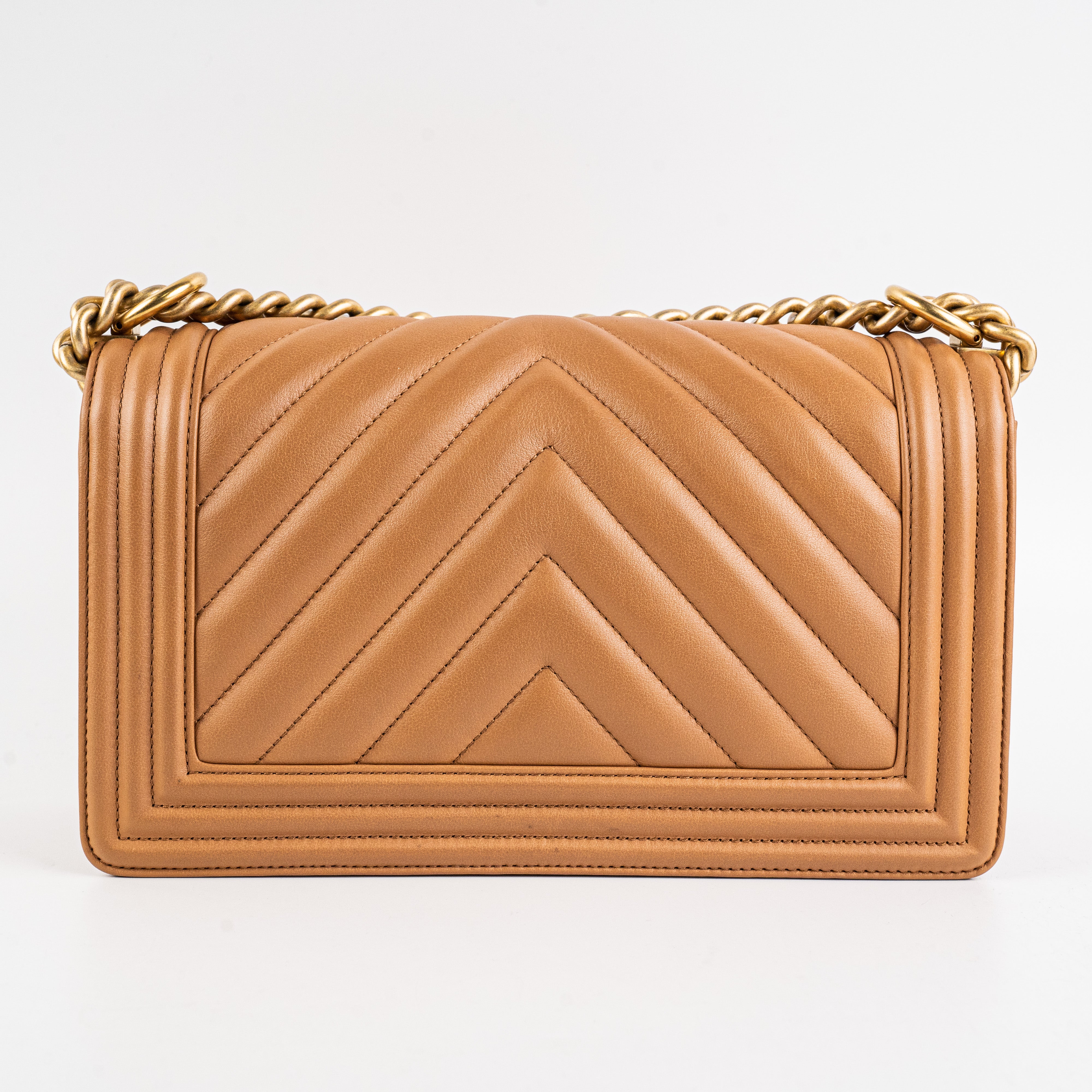 Chanel Old Medium Boy Bag in Caramel - Luxury Quilted Leather Crossbody Bag for Women | Perfect for Date Nights, Parties & Special Occasions