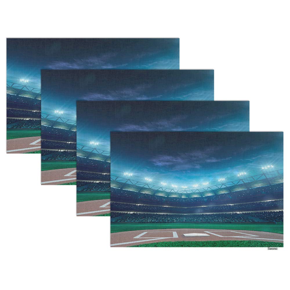 Swono Baseball Stadium Night Scene Placemat Set of 4 - 12
