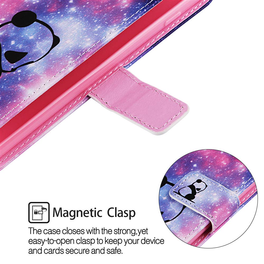 Premium PU Leather Magnetic Flip Case for iPhone 8/7/6S/6 - Shockproof Wallet Cover with Credit Card Slots & Stand | Stylish Panda Baby YB-XC Design | Perfect for Daily Use, Travel & Business Meetings