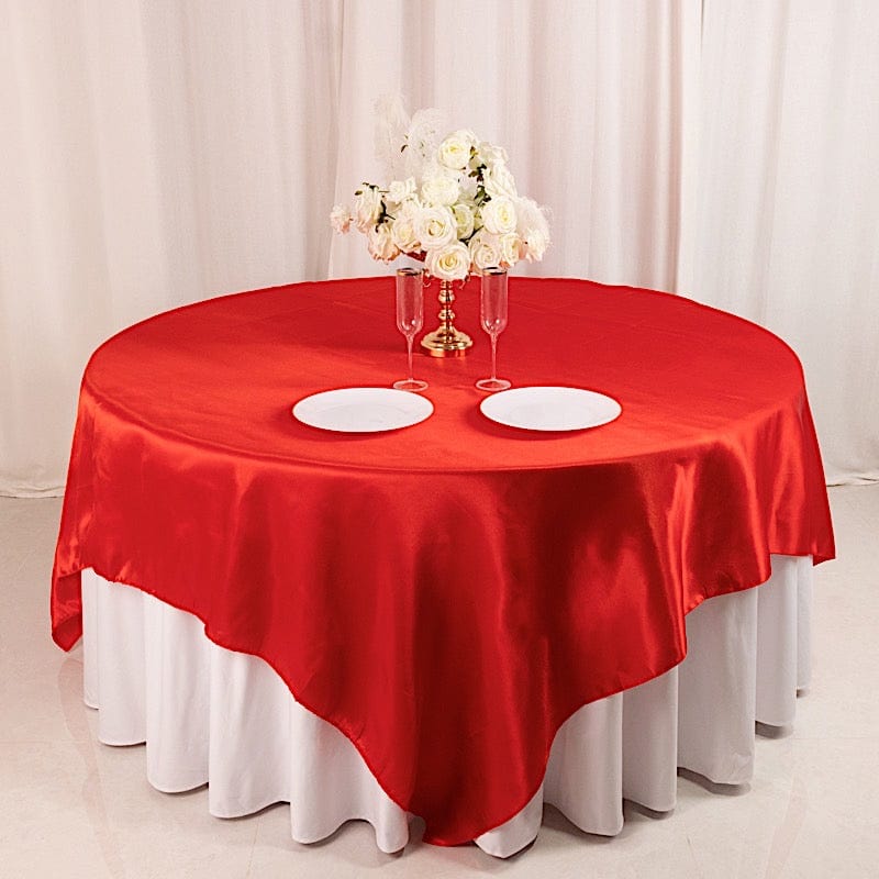 90 x 90 Inch Satin Table Overlay - Premium Square Tablecloth for Weddings, Parties & Events - Elegant Dining Table Cover for Home Decor & Special Occasions