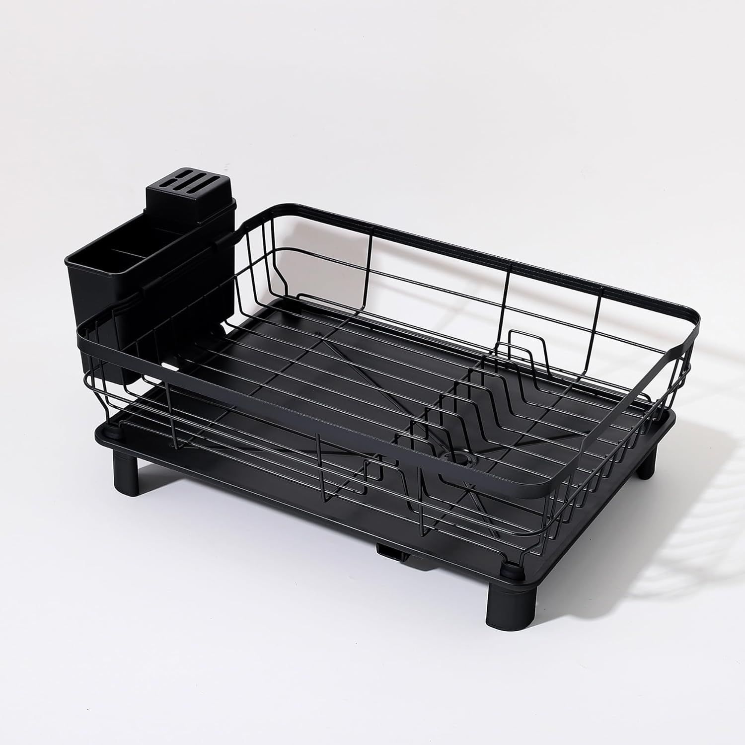 Kuber Industries Black Iron Kitchen Rack with Utensil Basket Drainer | Dish Drying Rack | Multipurpose Kitchen Organizer Stand | Space Saving Kitchen Storage Solution | Perfect for Small Kitchens, Countertops & Dish Drying Areas