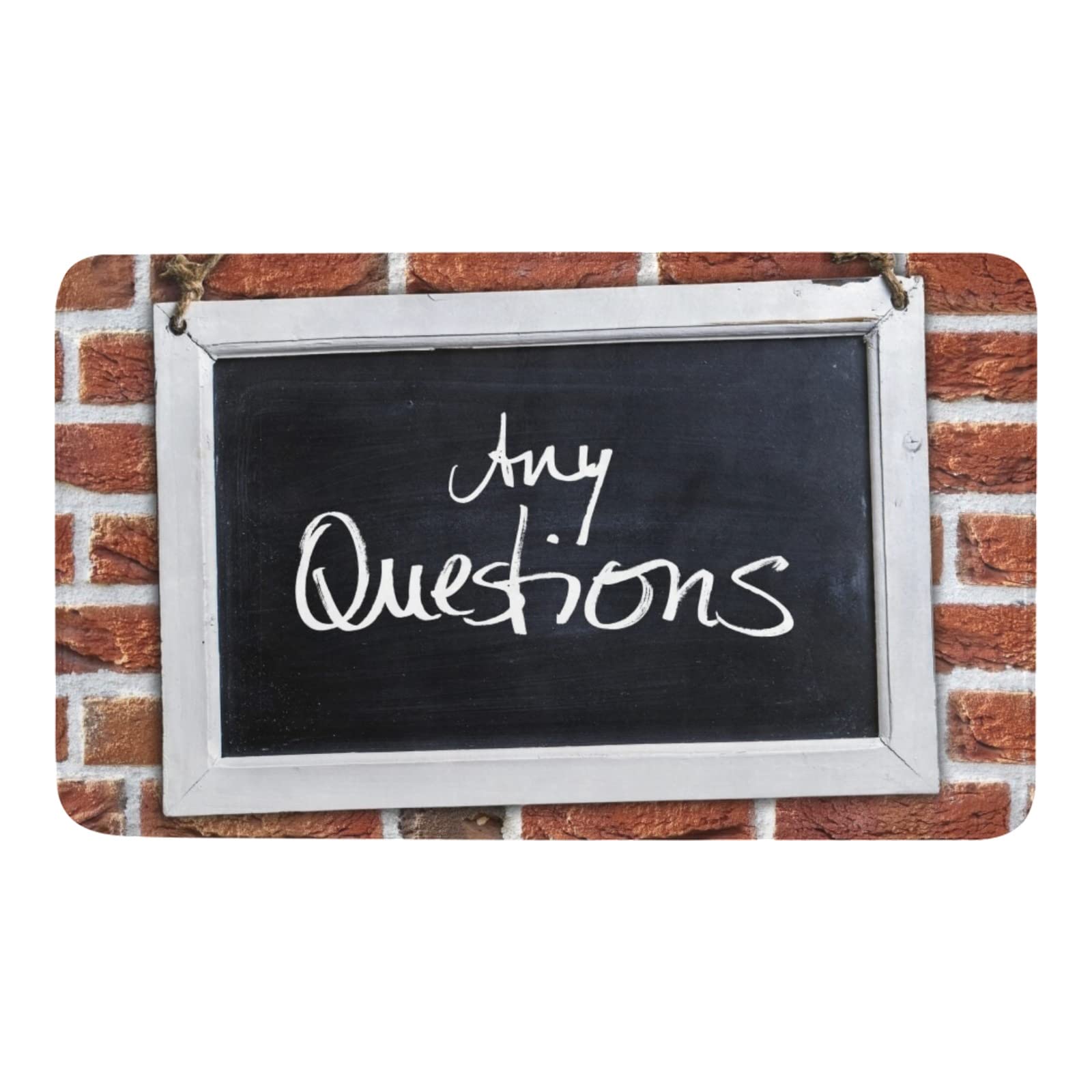 Non-Slip Doormat 23.6x15.7 Inch - Waterproof Indoor/Outdoor Entrance Rug for Home, Garden & Kitchen - Decorative Welcome Mat with Funny 'Any Questions?' Design - Perfect for Front Door, Patio & High Traffic Areas