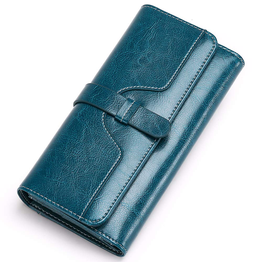 Women's RFID Blocking Leather Wallet - Trifold Card Holder with ID Window for Daily Use