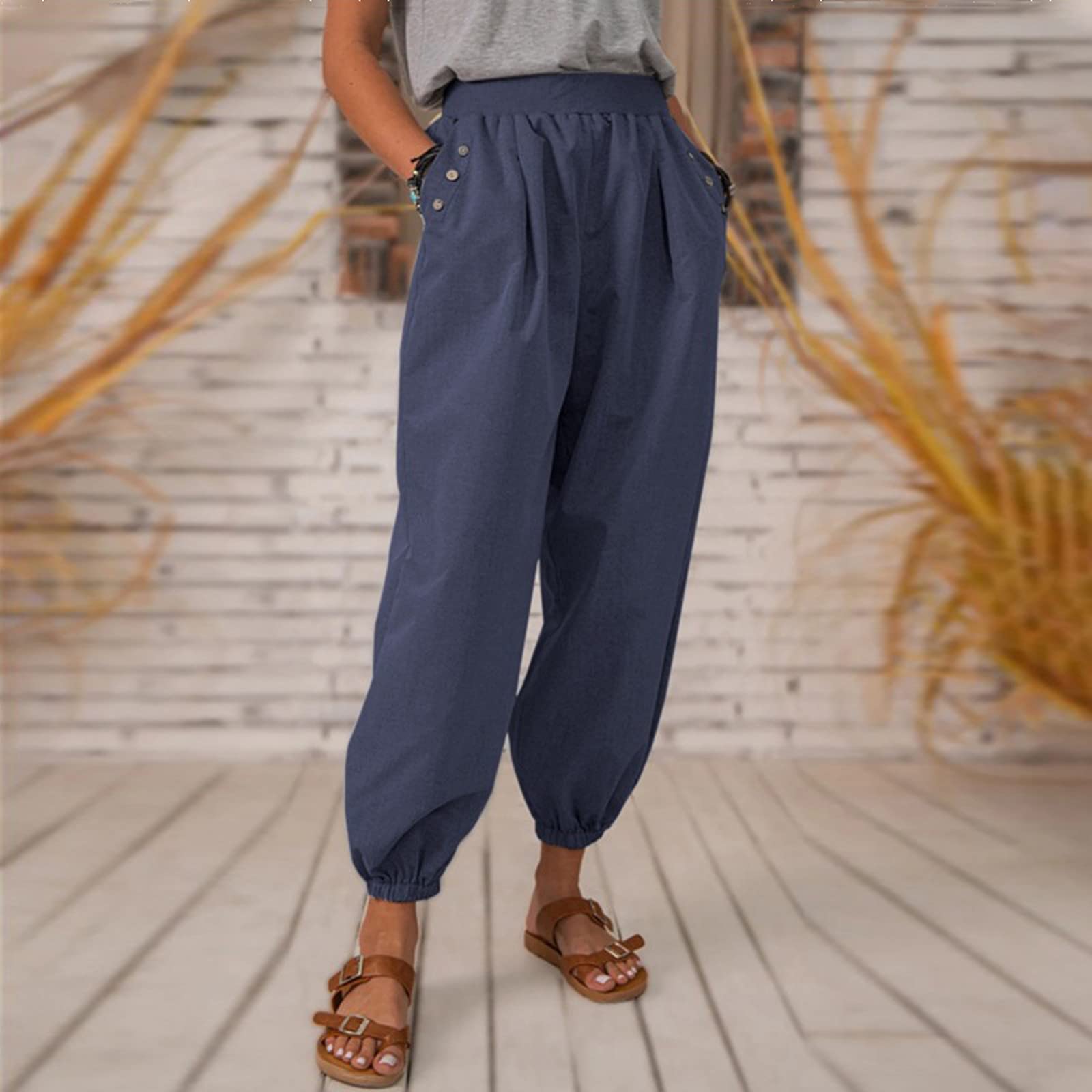 Maryia Women's Casual Capri Pants - Cropped Joggers with Elastic Waist, Loose Comfortable Trousers for Workout, Yoga, Running & Lounge Wear