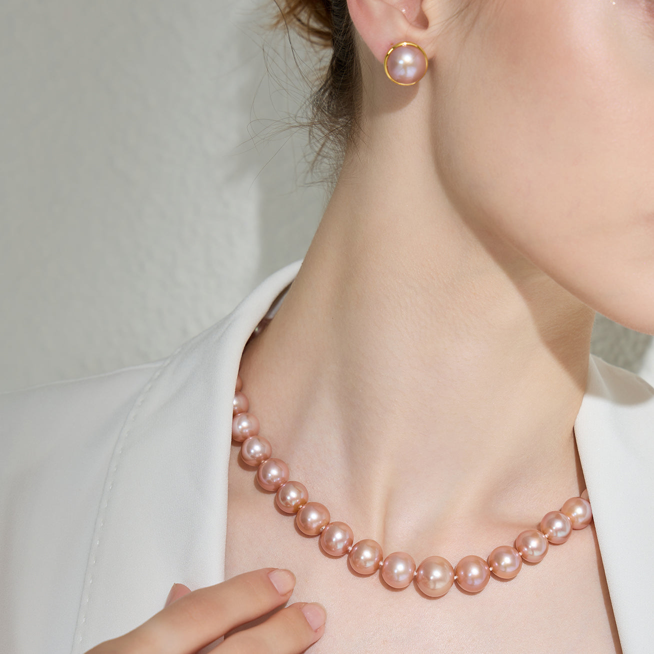 18K Gold Edison Pink Pearl Necklace - AAA Grade Cultured Pearl Jewelry for Women, Elegant Gift for Anniversary, Wedding & Special Occasions