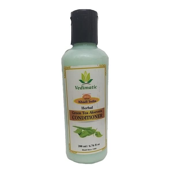 Khadi India Vedimatic Hair Conditioner with Green Tea & Aloe Vera - Natural Deep Conditioning for Dry, Damaged Hair - Perfect for Daily Use & Salon Treatments