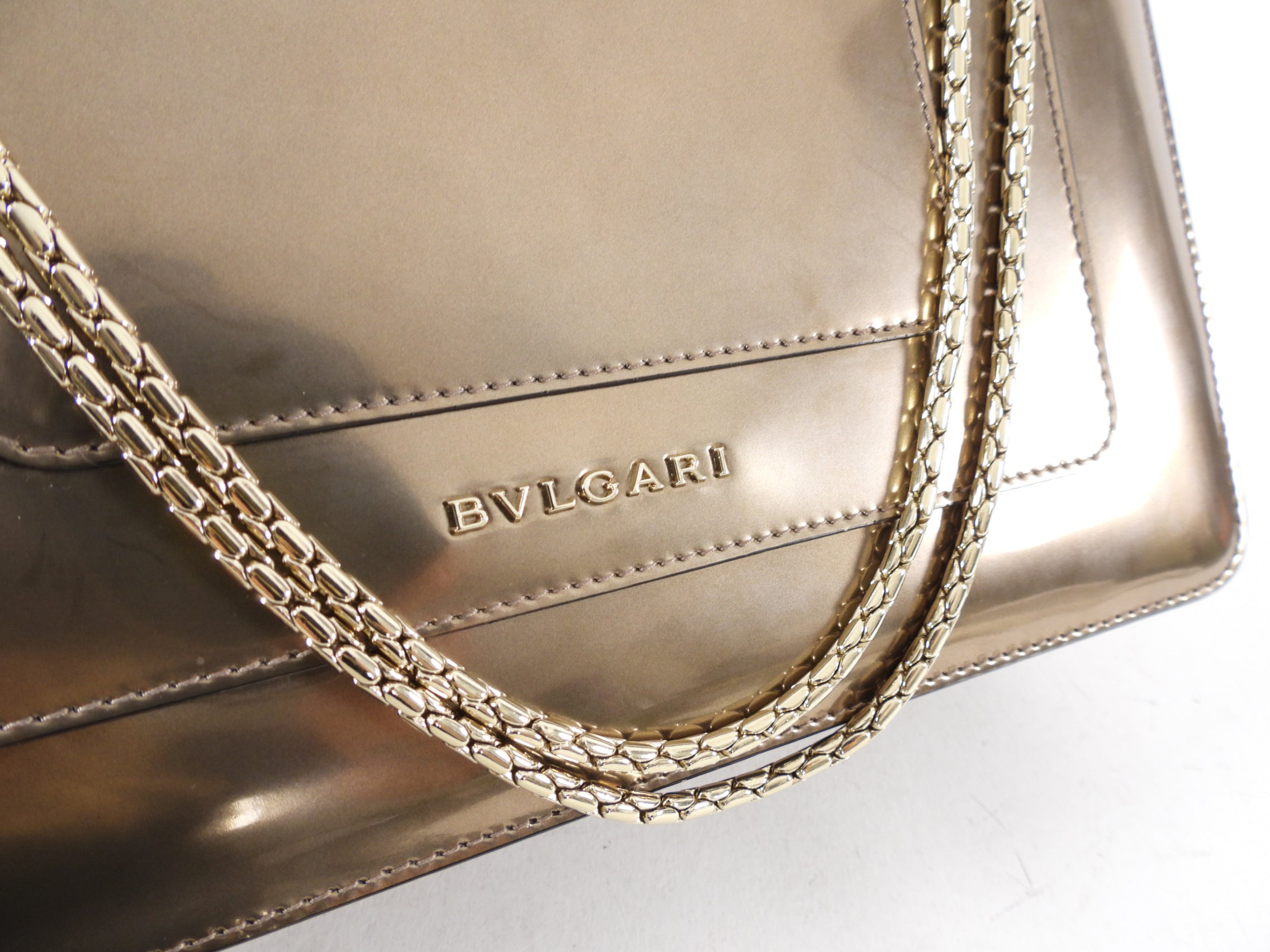 Bvlgari Serpenti Forever Medium Flap Bag in Metallic Leather - Luxury Designer Handbag for Women, Perfect for Evening Parties & Special Occasions