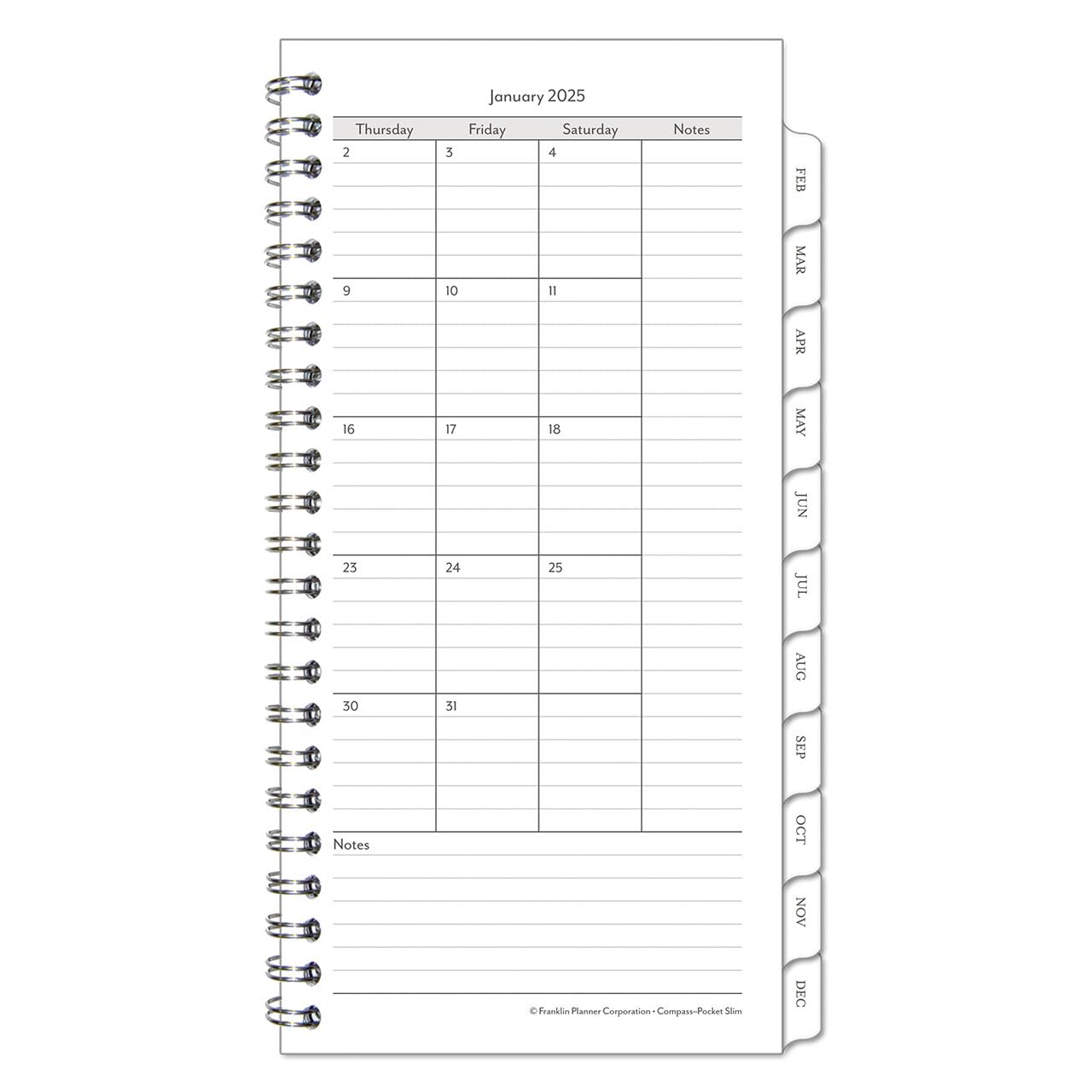 FranklinCovey 2025 Monthly Wire-Bound Planner - Slim Pocket Size (January - December) | Perfect for Business Professionals, Students & Goal Tracking | Ideal for Office, School & Daily Organization