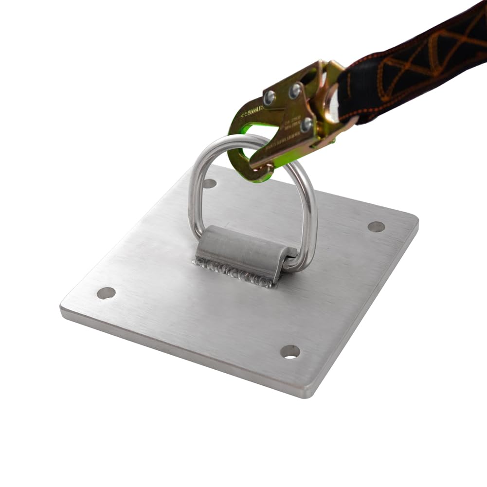 304 Stainless Steel Roof Anchor - Heavy Duty D-Ring Anchorage Plate for Wood, Metal & Concrete Roofs | 8mm Thick Wall Mount Safety Hook | Perfect for Construction, Roofing & Fall Protection Work