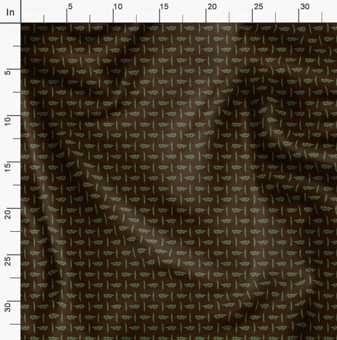 Soimoi Moss Georgette Brown Fabric by The Yard - 44 Inch Wide Printed Textile with Mimosa Pudica Leaves Design for Dresses, Curtains & Home Decor | Botanical Beauty Fabric for DIY Sewing Projects & Fashion Design