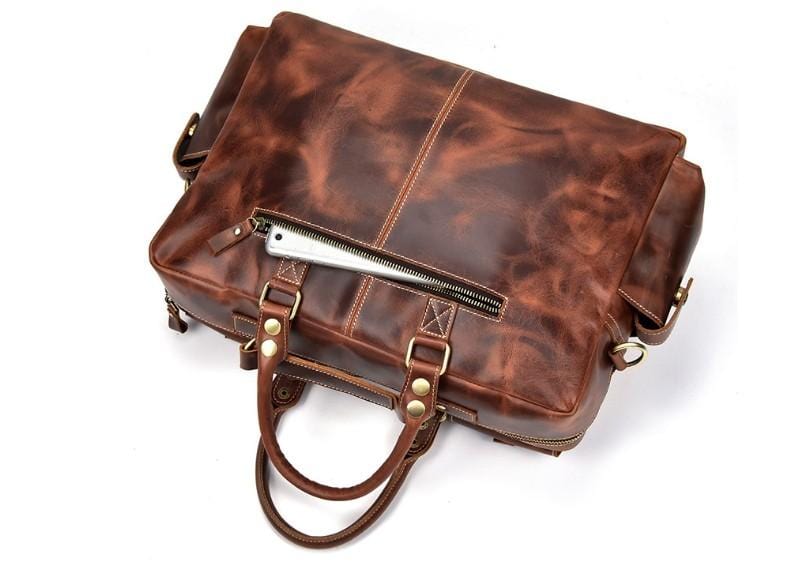 Stylish Brown Leather Weekender Bag for Men & Women - Perfect for Travel, Gym, and Weekend Getaways