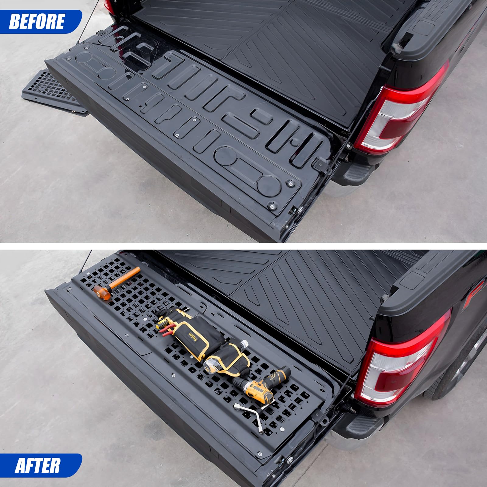 2015-2024 Ford F150 Bed Tailgate Storage Panel - Heavy Duty Metal Molle Panel Organizer for 15-23 F150 Accessories - Perfect for Truck Gear Storage & Off-Road Adventures
