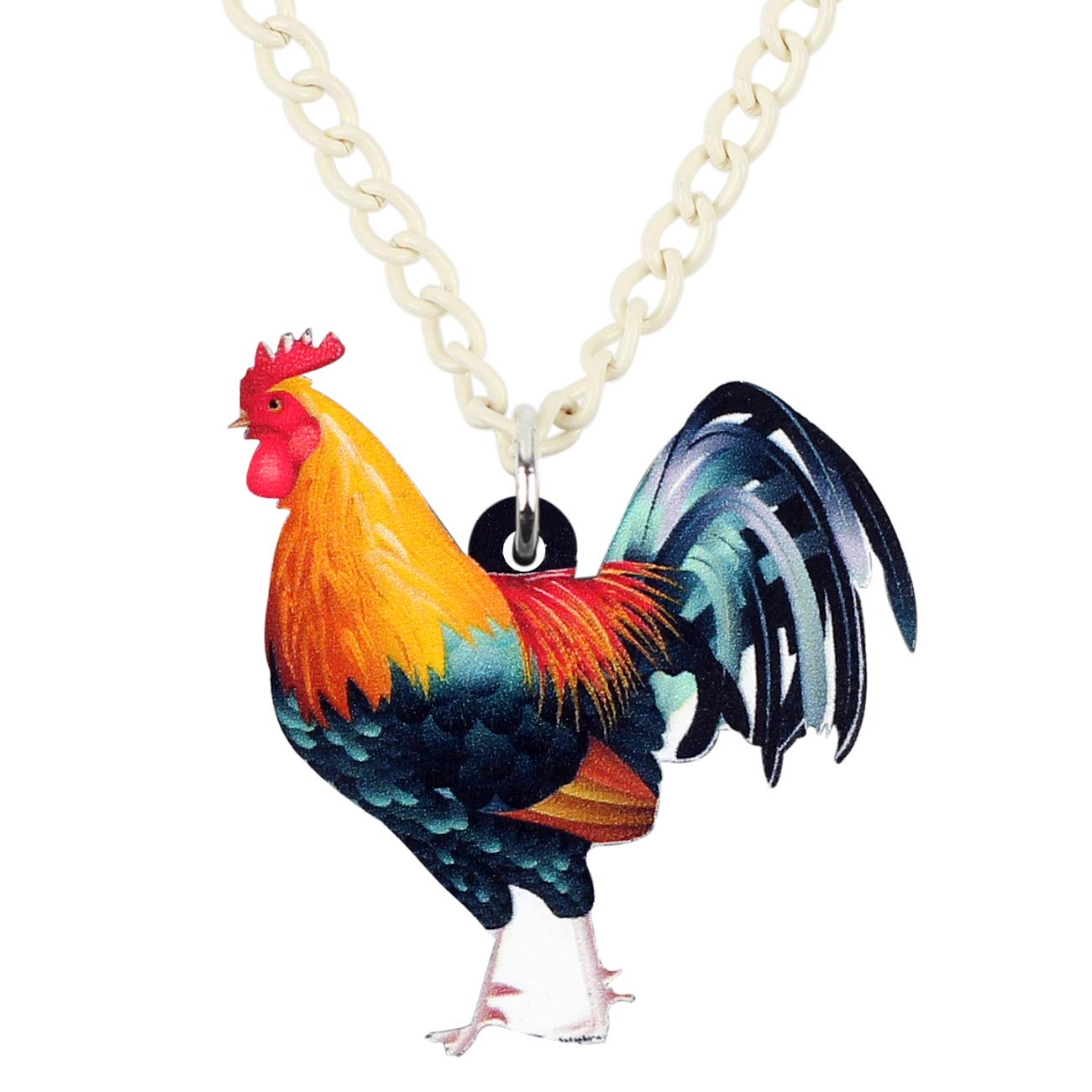 DOWAY Acrylic Chicken Rooster Necklace Pendant Charm - Farm Animal Jewelry for Women & Girls - Unique Thanksgiving Gift Idea - Perfect for Farm Theme Parties, Country Style Outfits & Holiday Accessories