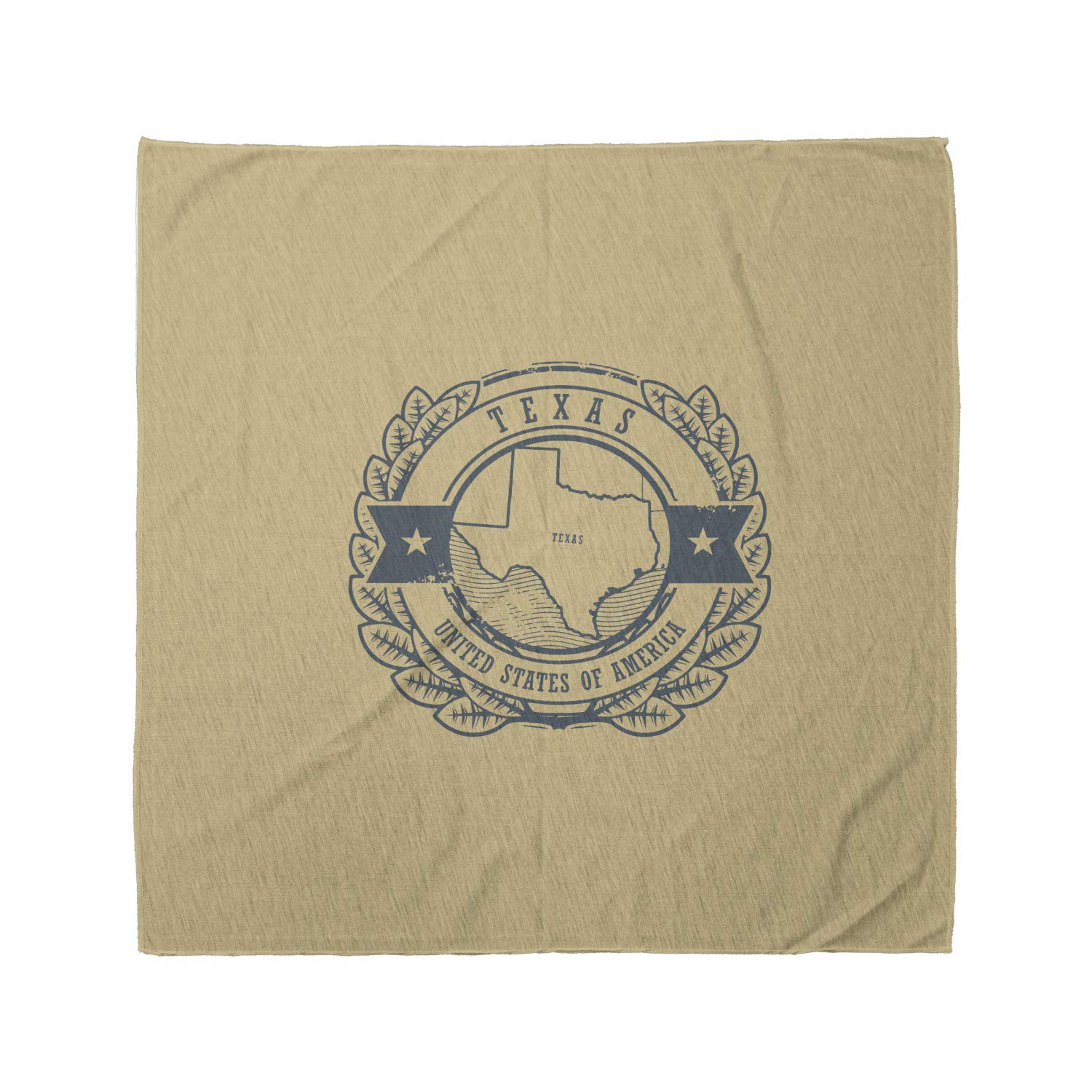 Lunarable Texas Grunge State Map Bandana Scarf - Khaki & Cadet Blue - Stylish Unisex Fashion Accessory for Outdoor Adventures, Music Festivals, and Casual Wear