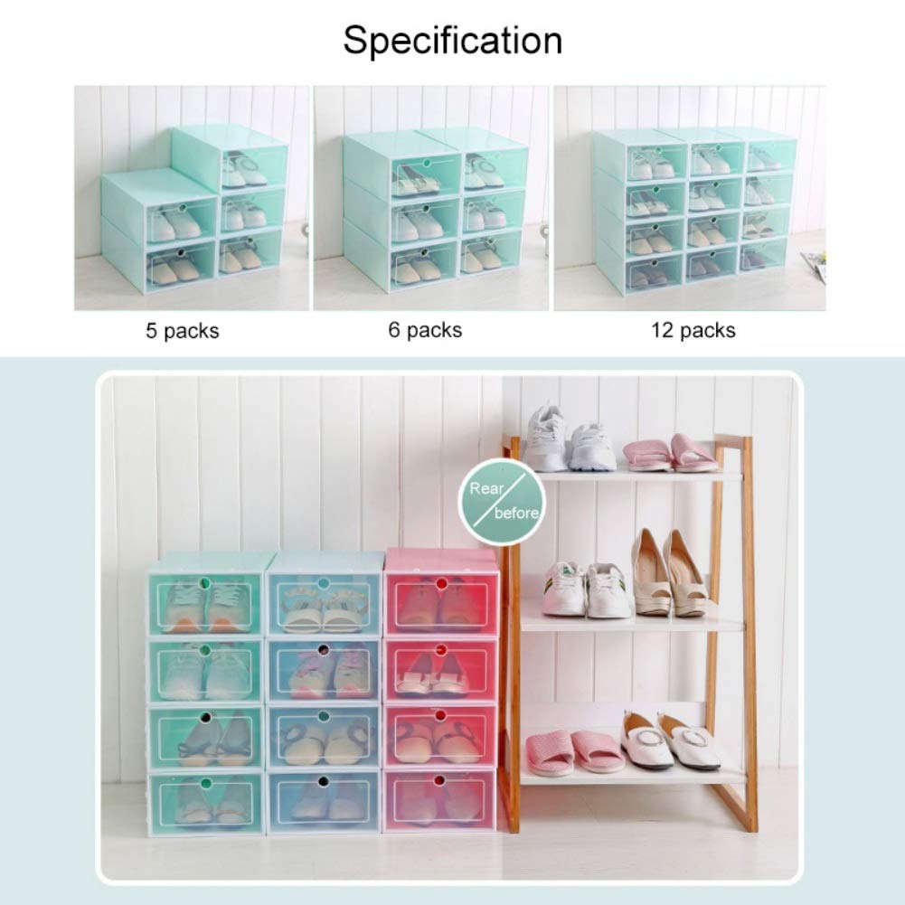 Valcatch Clear Plastic Shoe Storage Box - Stackable Front Opening Shoe Organizer Bin for Sneakers & Shoes - Perfect for Closet, Bedroom & Entryway Organization