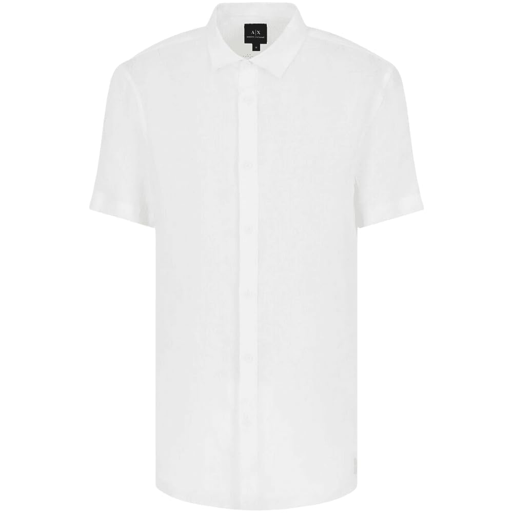 Armani Exchange Men's Short Sleeve Linen Button Down Shirt - Regular Fit Casual Shirt for Summer, Beach & Office Wear | Breathable & Comfortable Men's Fashion Top