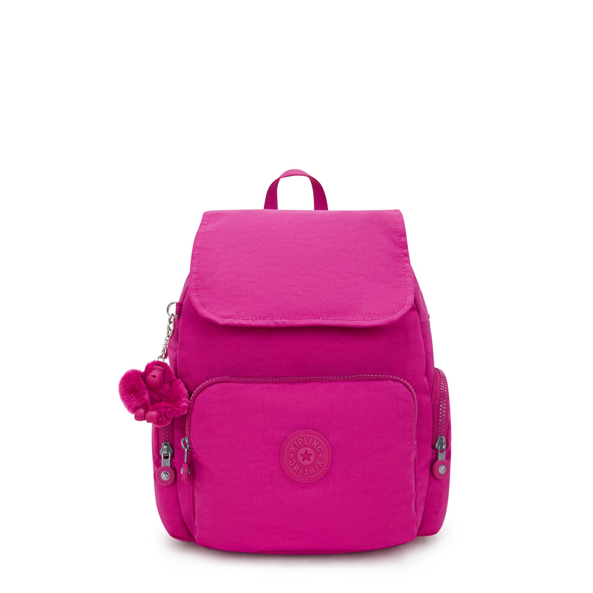 Kipling City Zip Small Backpack for Women - Glowing Fuchsia Lightweight Travel Daypack, Perfect for Commuting, School & Shopping