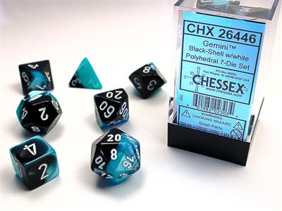 Gemini® Polyhedral Black and White 7-Piece Dice Set for Dungeons & Dragons, RPG Games, and Tabletop Gaming