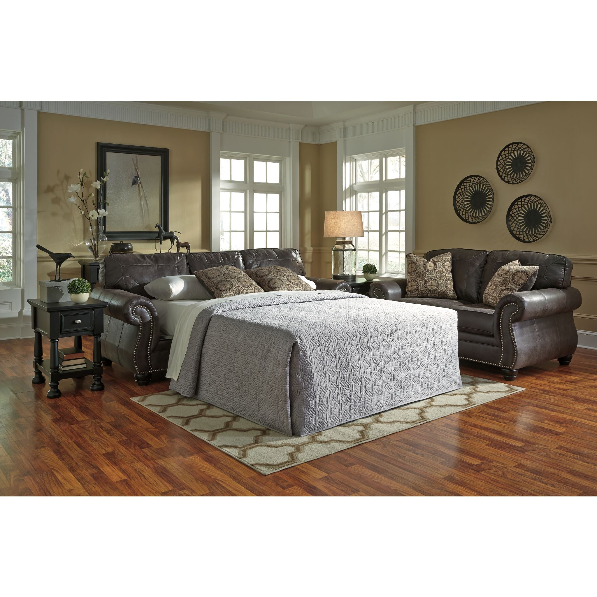 Breville Queen Sofa Sleeper with Memory Foam Mattress - Charcoal Gray | Convertible Couch Bed for Small Spaces, Guest Room & Apartment Living | Comfortable & Space-Saving Furniture