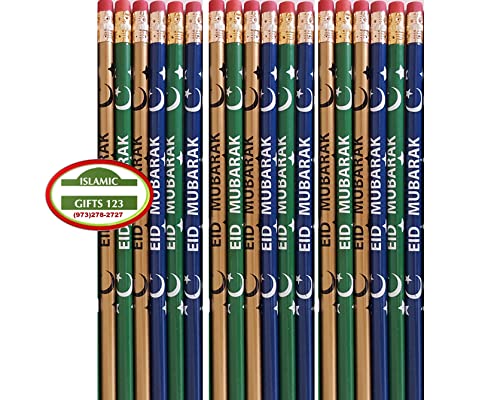 24 Pack Eid Pencils with Islamic Stickers - Ramadan Gifts for Kids, Eid Party Favors, Classroom Supplies & Islamic Holiday Decorations - Perfect for Eid Celebrations, Ramadan Activities & School Events
