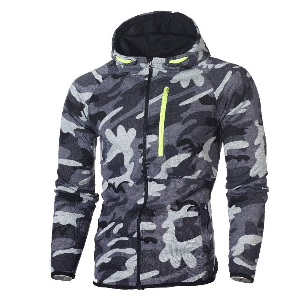 Men's Winter Camouflage Zipper Sweatshirt Jacket - Warm Fleece Lined Hoodie for Outdoor Activities & Casual Wear