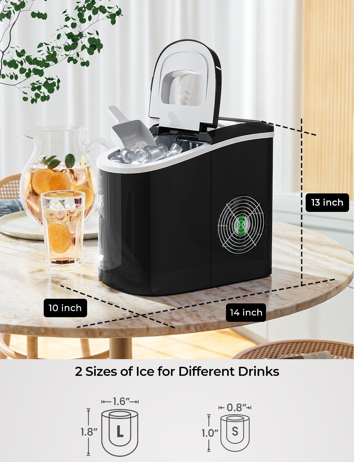 Portable Mini Electric Ice Maker Machine - Compact & Fast Ice Making for Home, Office, or RV - Black