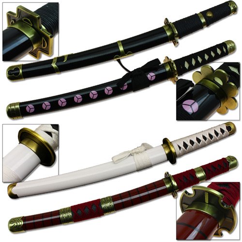 Authentic Japanese Anime Pirate Hunter Tanto Replica Set - 4 Carbon Steel Short Swords for Cosplay, Collection & Display