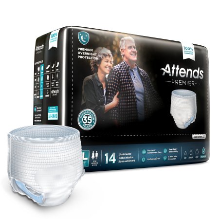 Attends Premier Adult Diapers for Incontinence - Breathable, Leak-Proof Protection - Small/Medium/Large/XL Sizes - Ideal for Overnight Use & Active Lifestyles