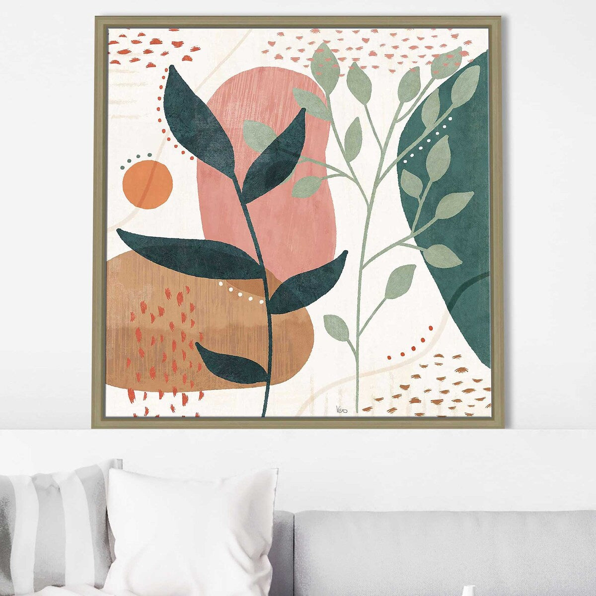 Abstract Blossom IV Floral Art Print on Floating Canvas - Modern Wall Decor for Living Room, Bedroom & Office